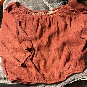 LA MIEL burnt orange/red Smocked Crop Top